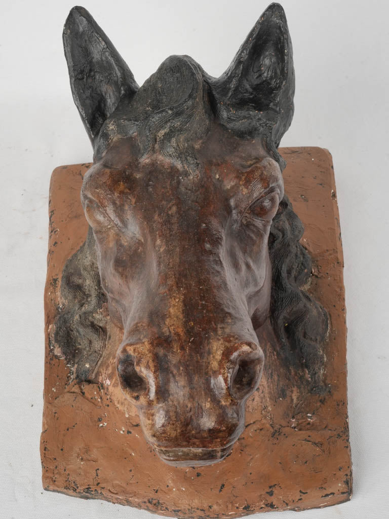 Lifelike natural terracotta horse bust