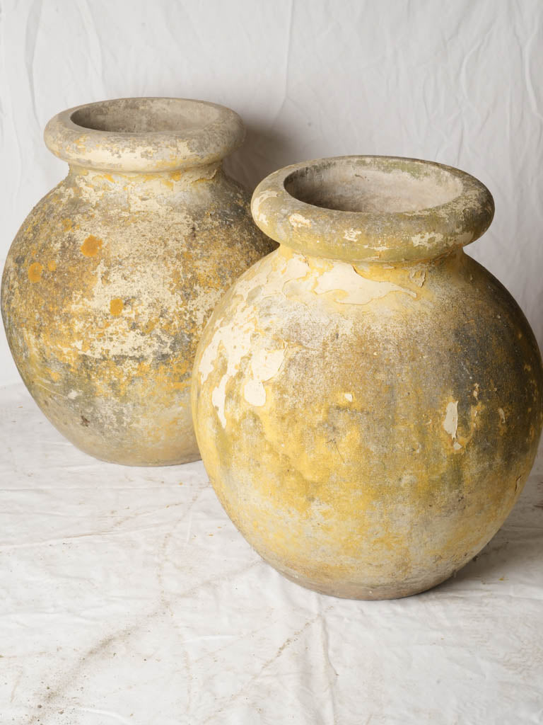 Weathered yellow outdoor planters