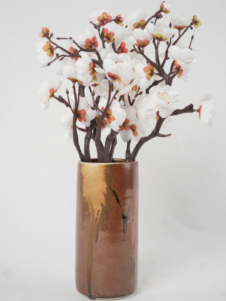 Handmade 1970s cylindrical ochre vase