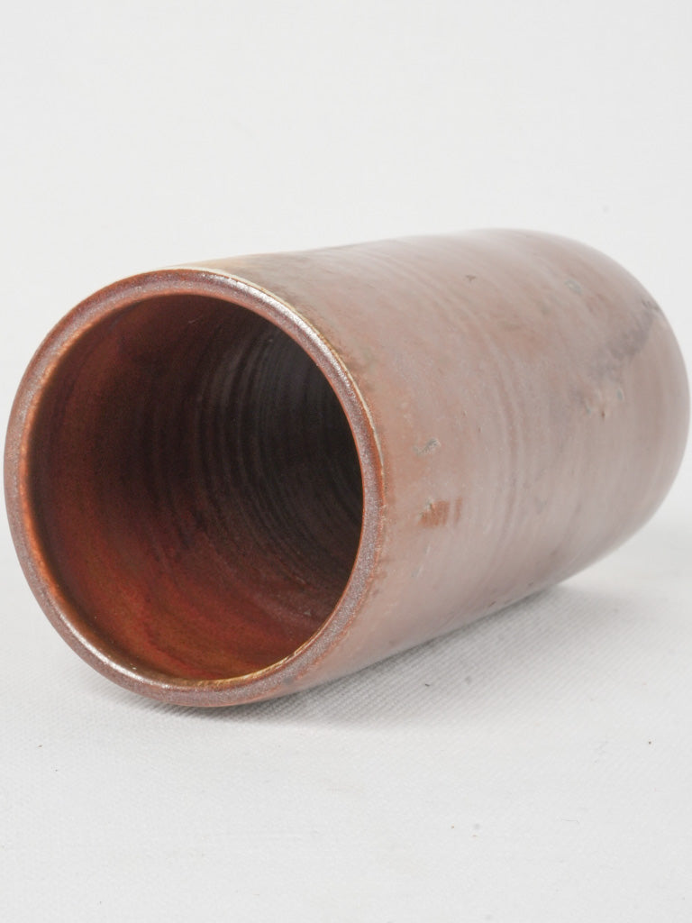 Artisan-created petite ochre cylinder vase