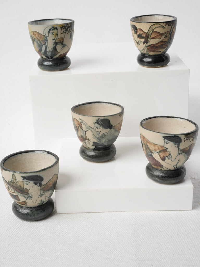Vintage Ciboure stoneware egg cups