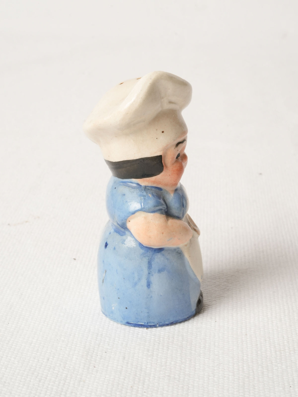 Vintage Ceramic Cook Salt Shaker in Blue Dress & Apron