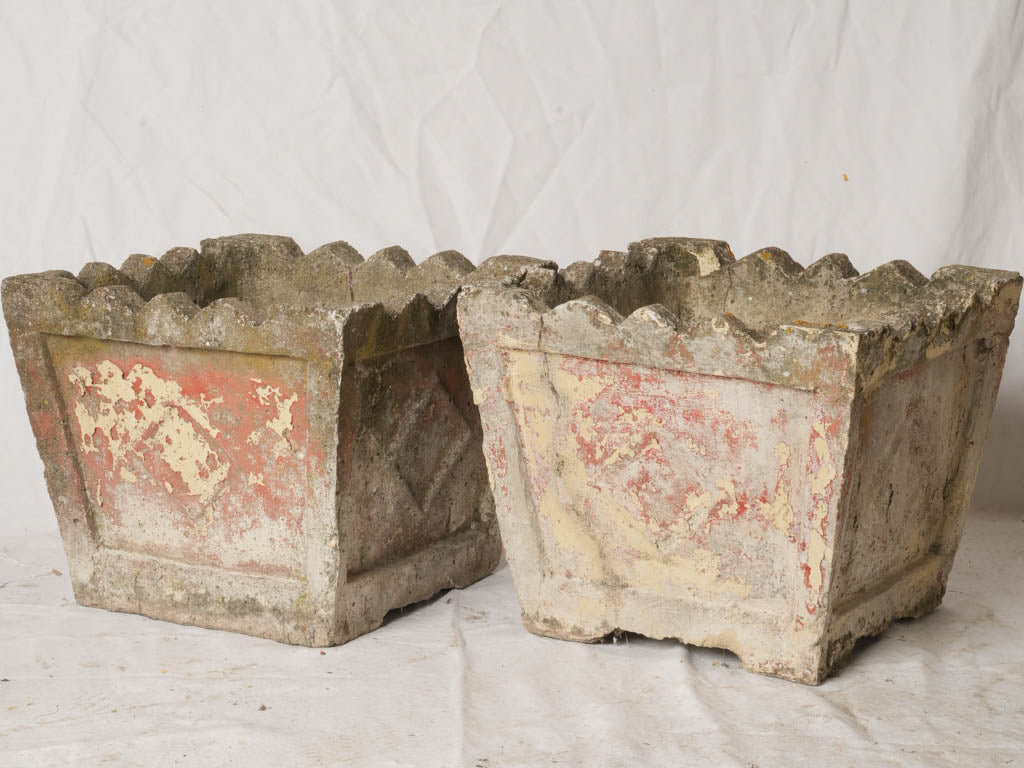 Rustic pink patina garden pots