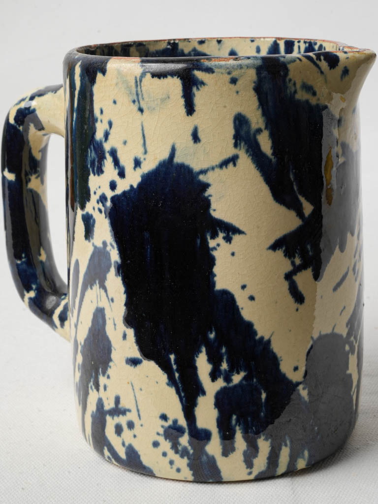 Rustic cobalt splash glazed pitcher