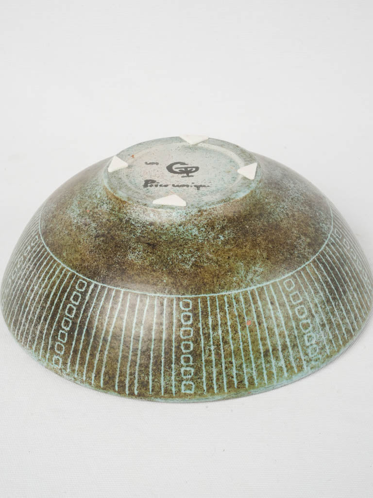 1970s glaze Greek-inspired ceramic bowl