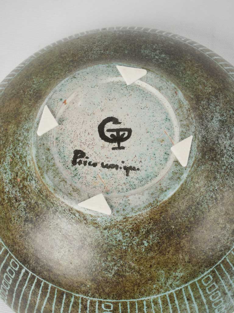 Hand-carved French speckled serving bowl