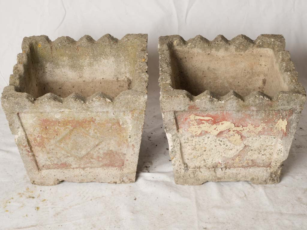 Old-world pink patina plant boxes
