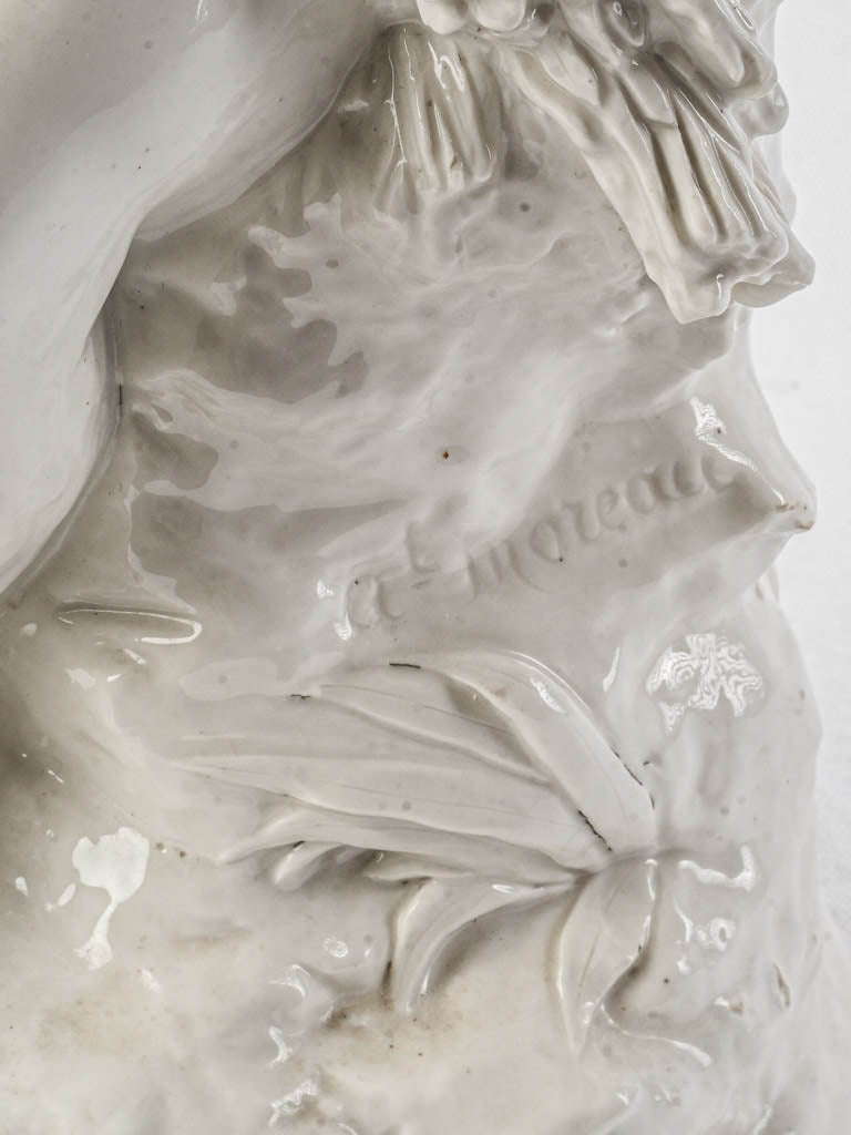 Refined white glaze cherub ornament