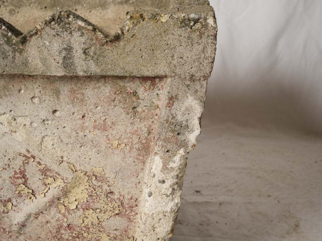 Artistic aged concrete flower boxes