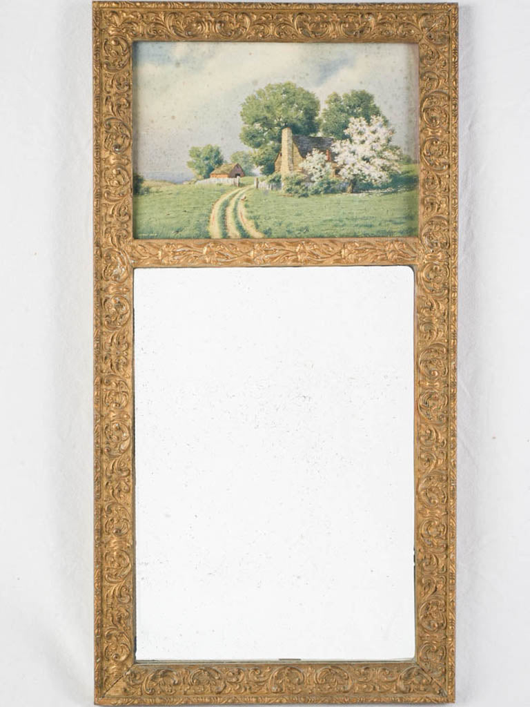 Rare antique giltwood trumeau mirror