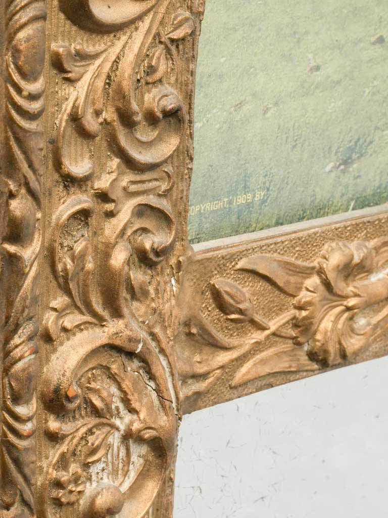 Elegant antique patina wall mirror