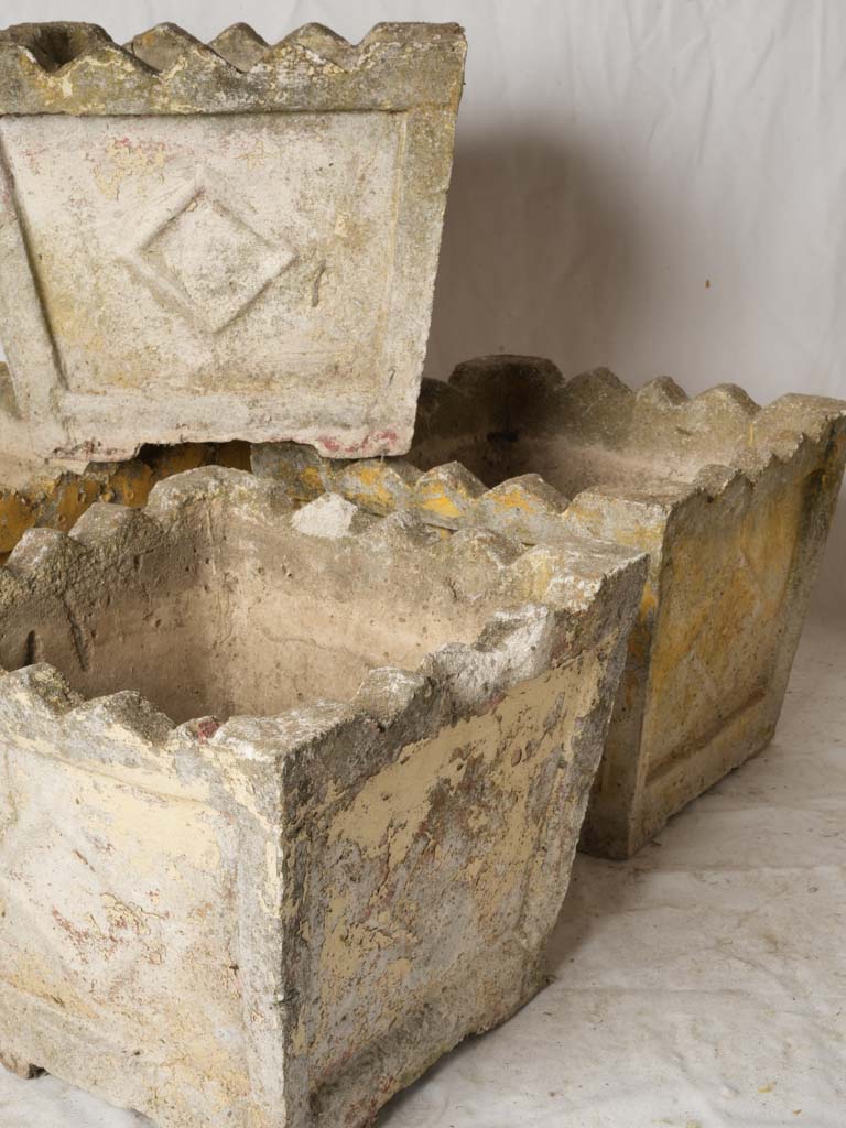Rustic sun-faded yellow cachepots