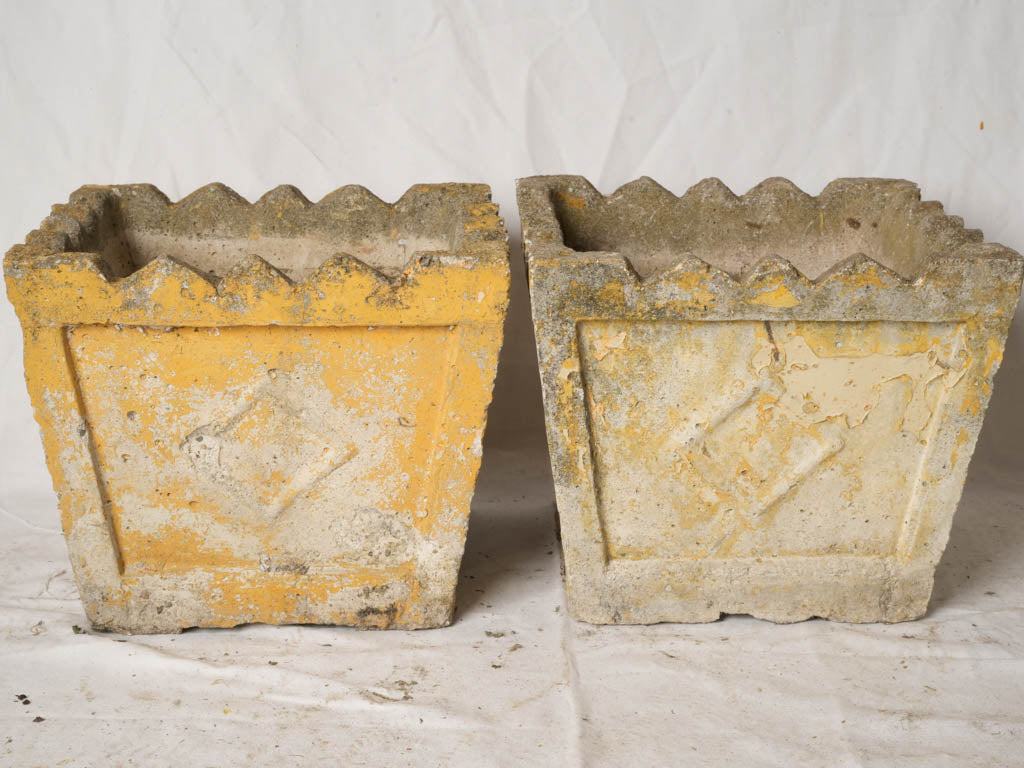 Charming recessed lozenge motif planters