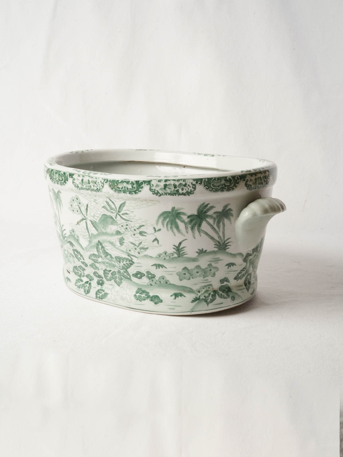 Large French Ceramic Chinoiserie Cache-Pot - 17¾" x 11¾"
