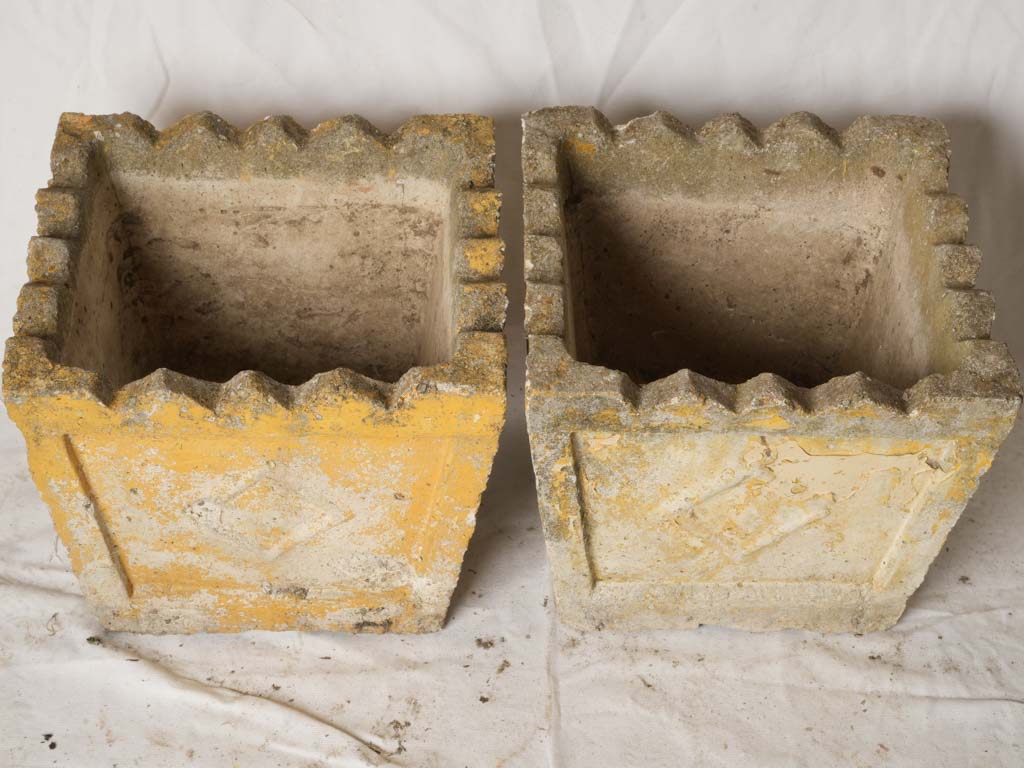 Soft yellow patina garden planters