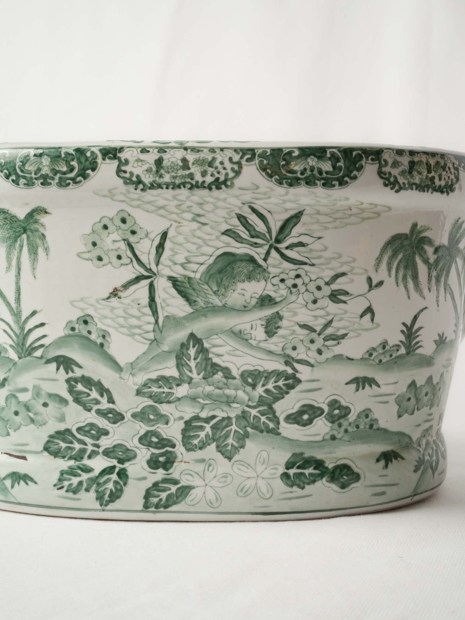 Large French Ceramic Chinoiserie Cache-Pot - 17¾" x 11¾"