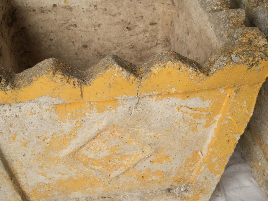 Aged yellow patina concrete cachepots