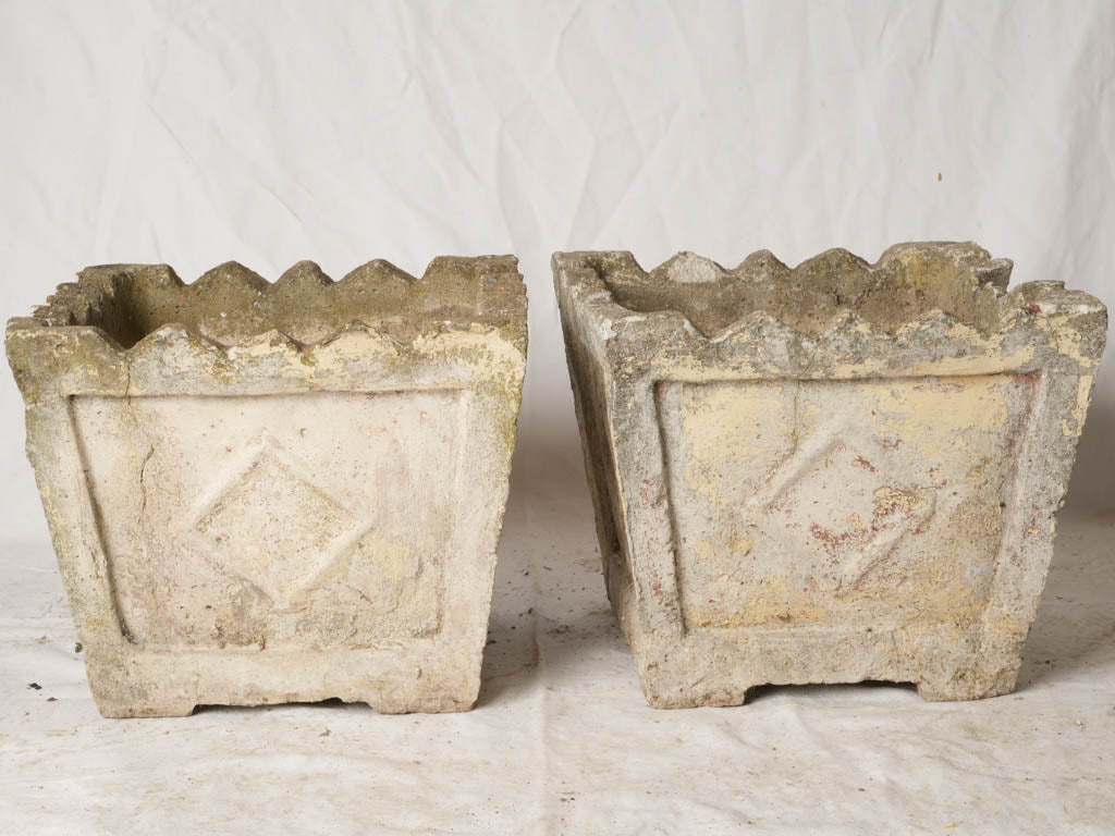 Recessed panel lozenge motif planters