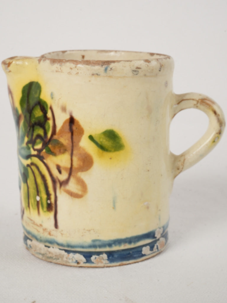 Rustic Blue and Brown Folk Art Pitcher