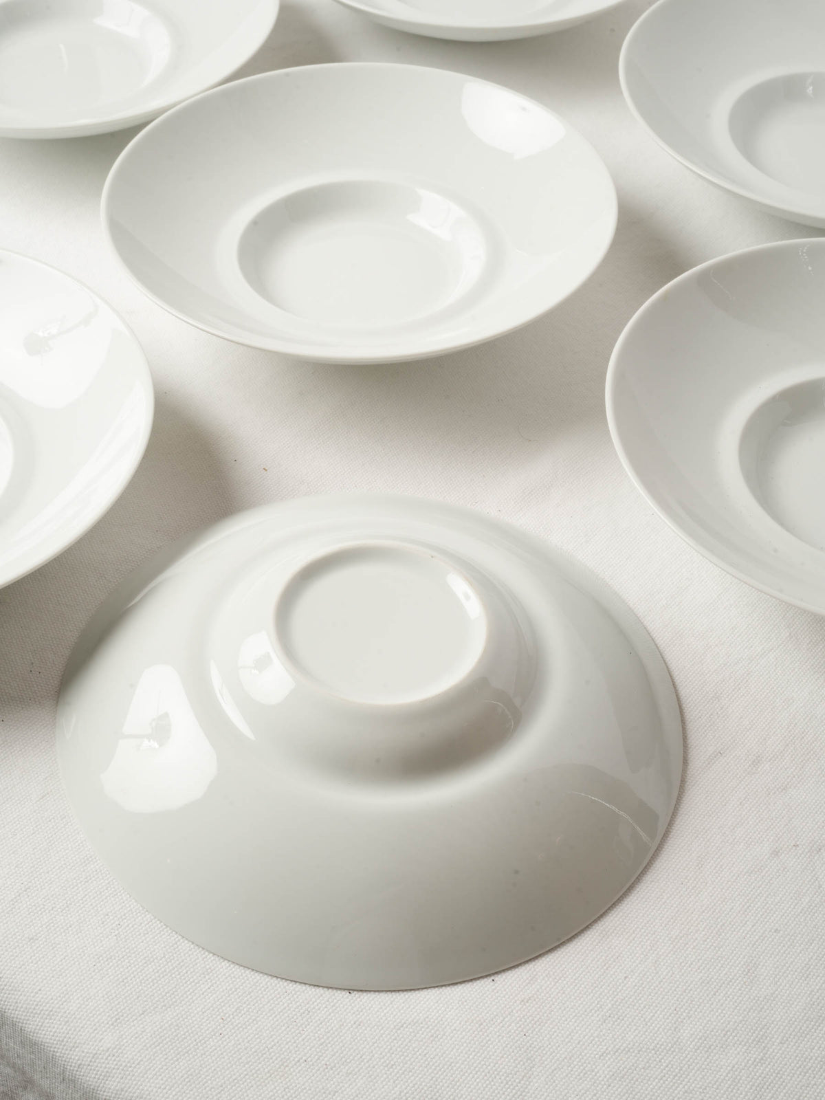 Set of Eleven White Porcelain Serving Plates w/ Raised Rim - Bernardaud