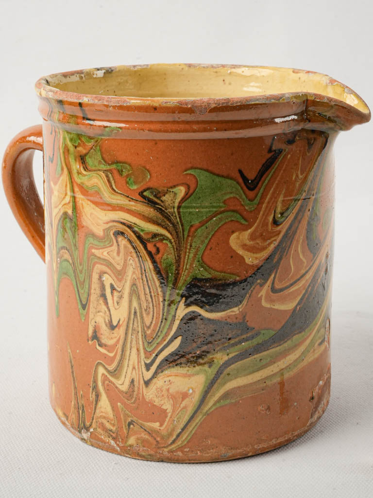 Rustic Savoyard jaspe-glazed pitcher