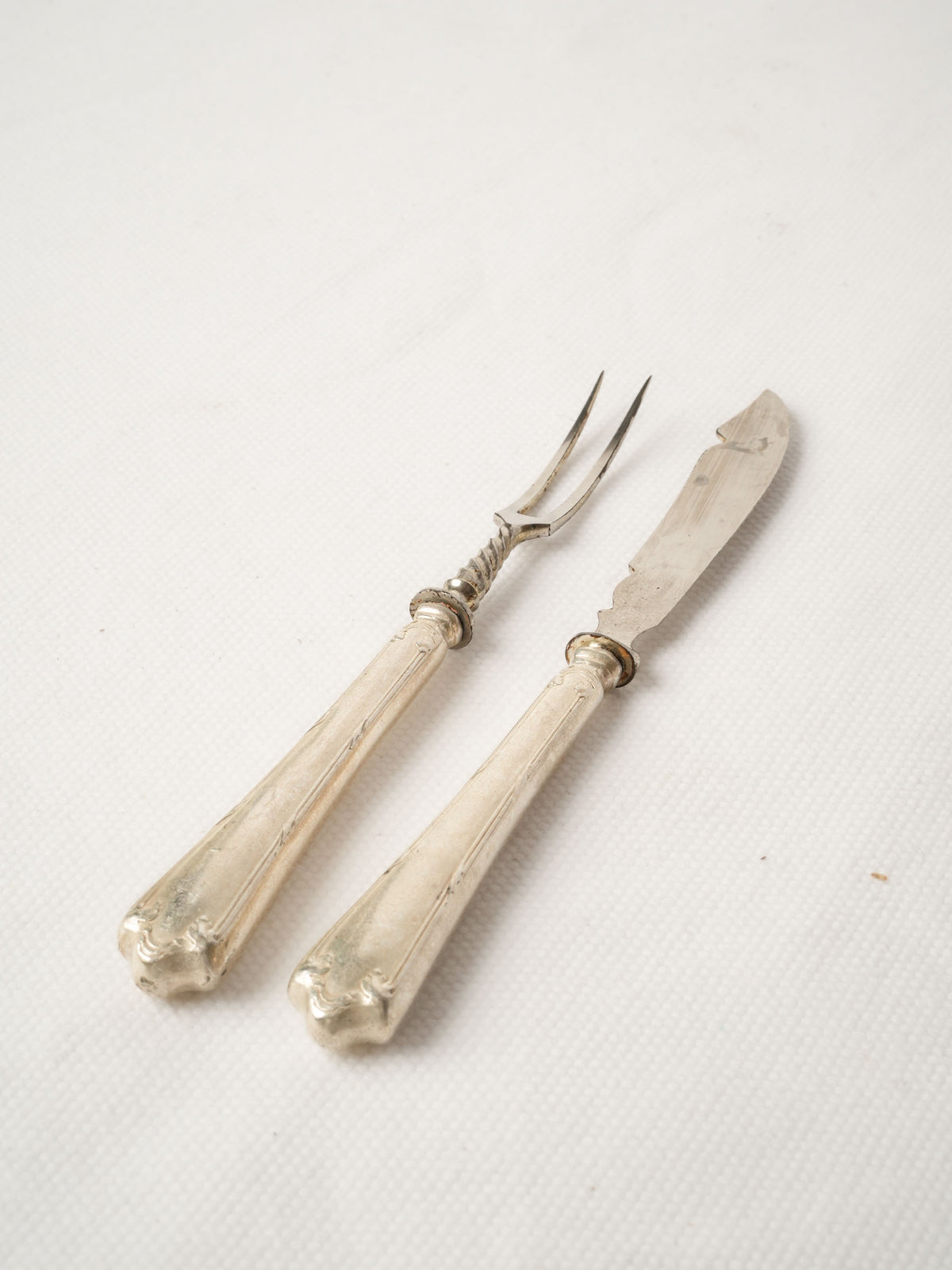 Antique Silverplate Cheese Knife and Fork Set