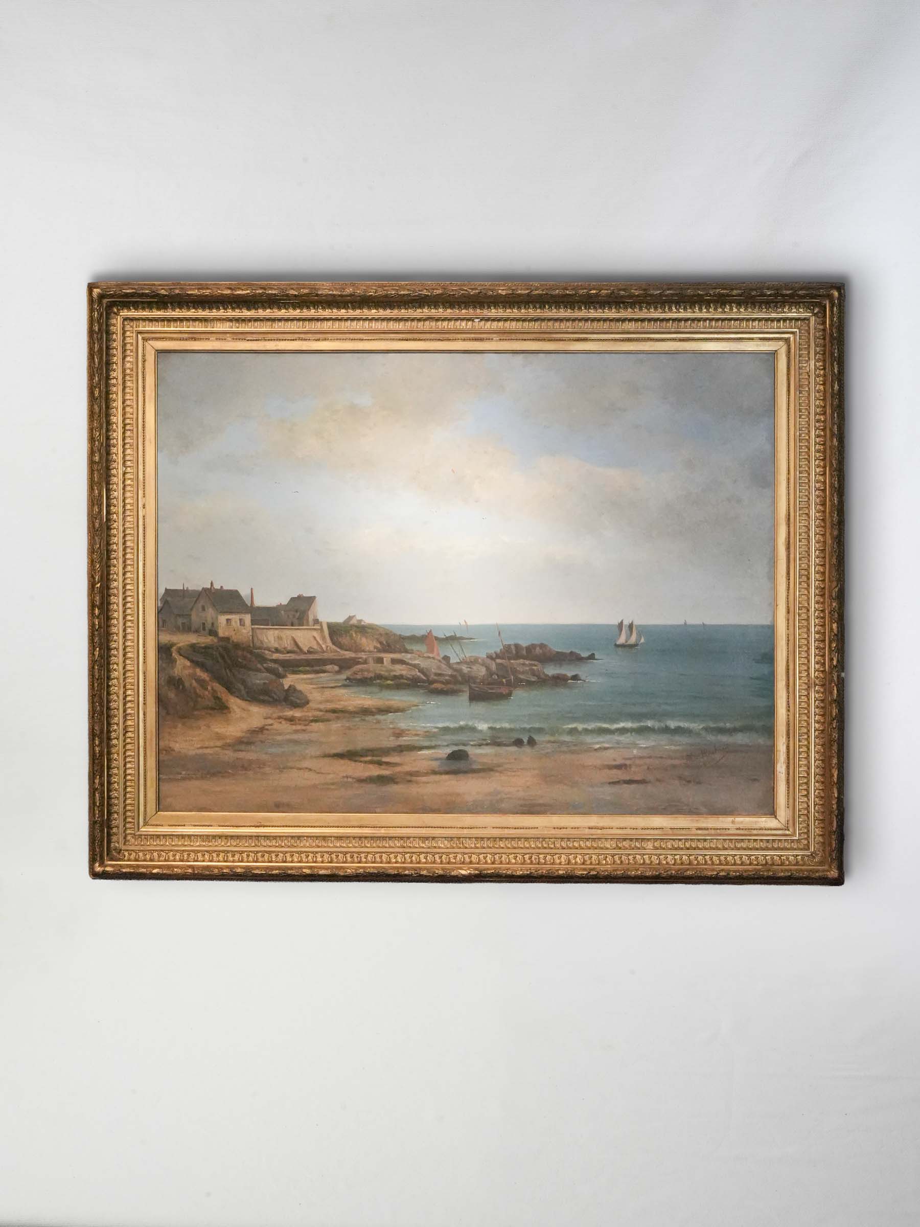 Antique gilt-framed landscape painting