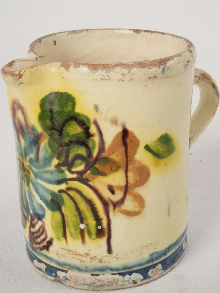 Vintage Terracotta Green and Pink Milk Jug