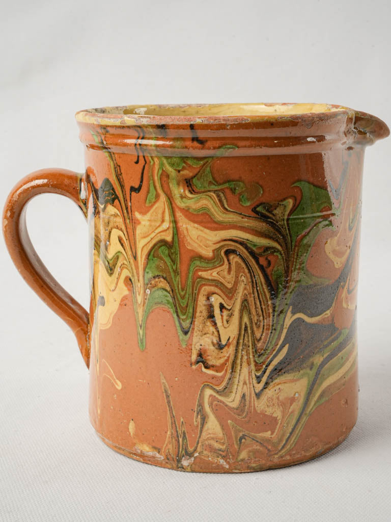 Vintage ochre swirl terracotta pitcher