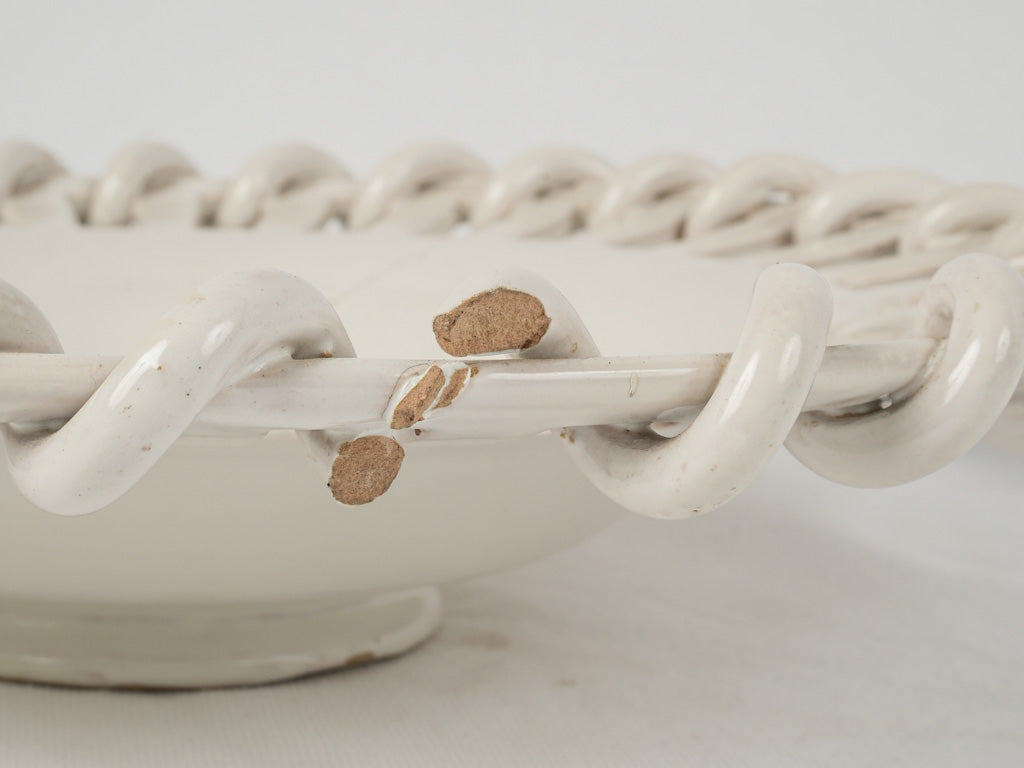 Timeless fleur-de-lis ceramic platter bowl