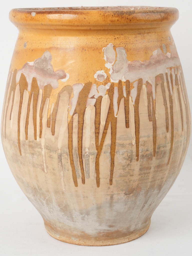 Antique yellow-glazed French confit pot