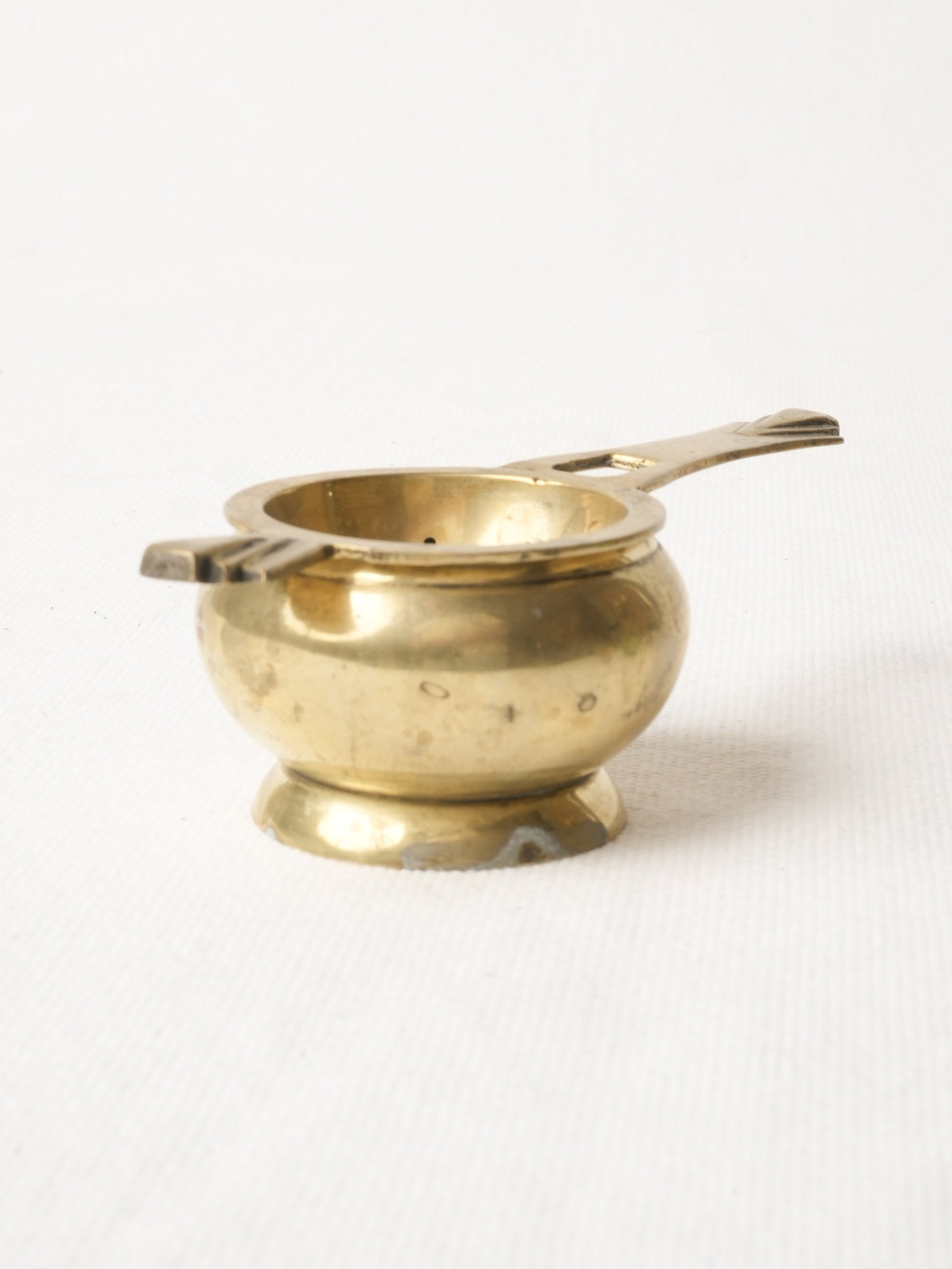 Art Deco Brass Tea Strainer w/ Geometric Handles