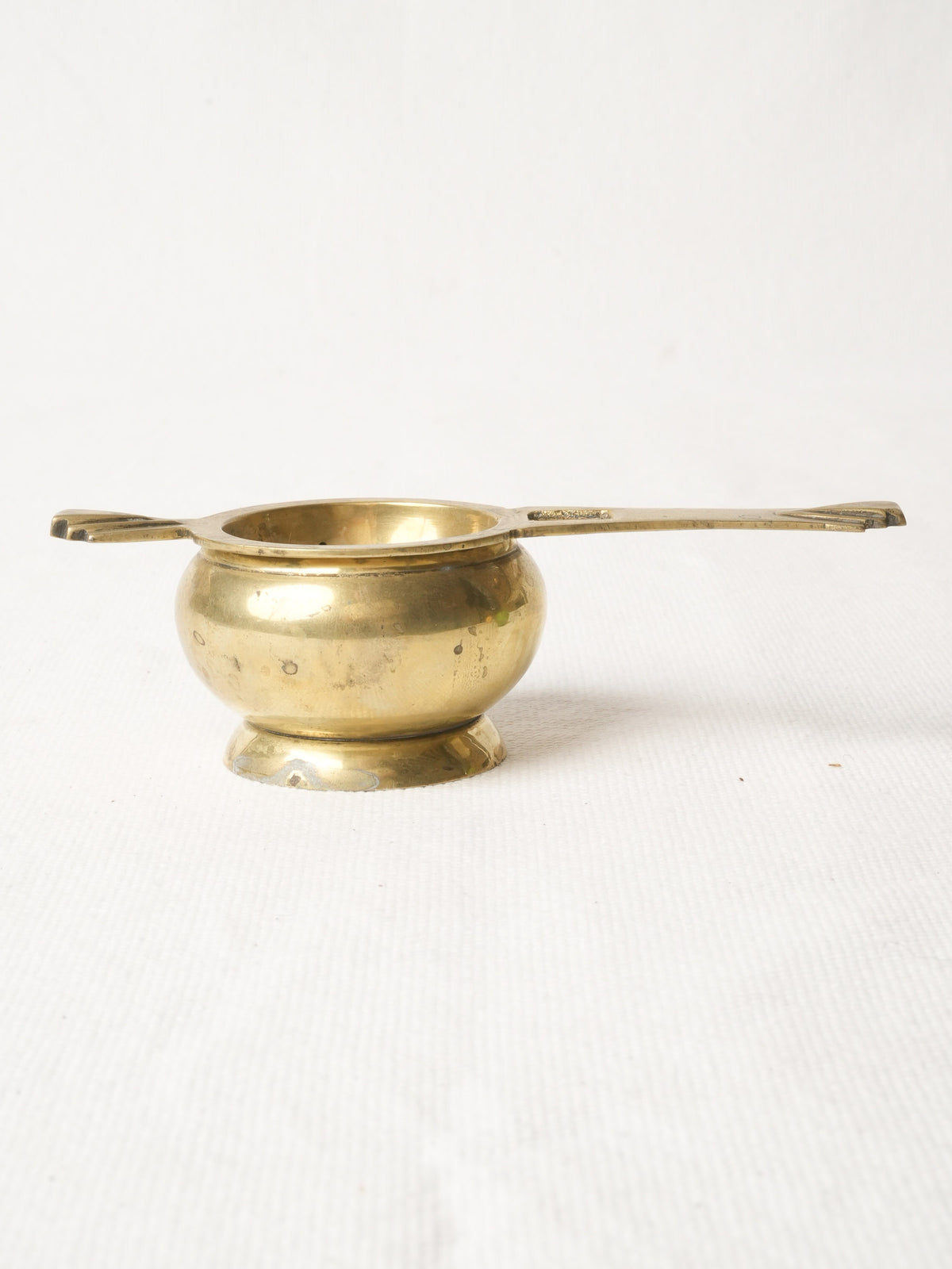 Art Deco Brass Tea Strainer w/ Geometric Handles