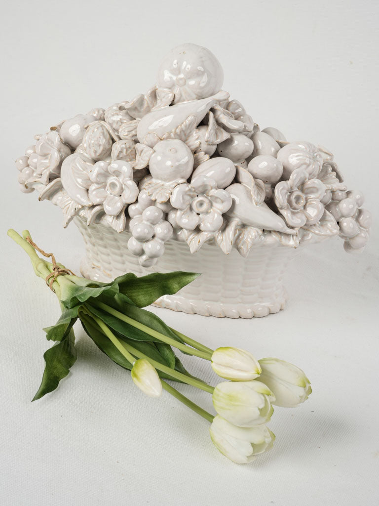 Decorative Malicorne white-glazed sculpture
