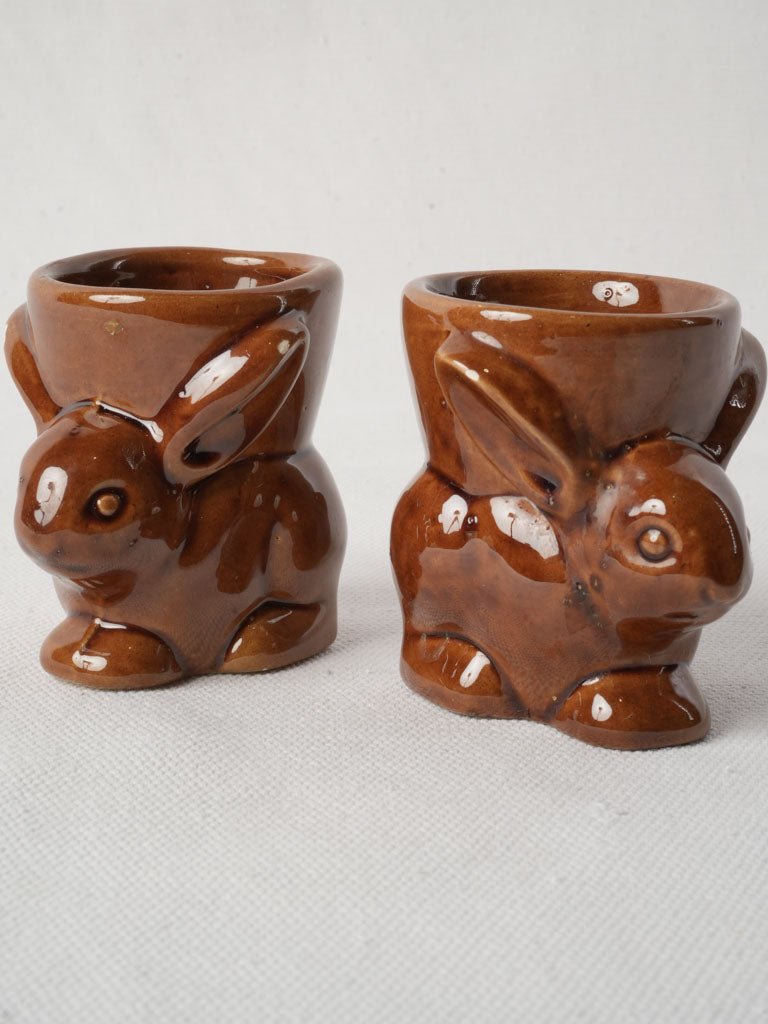 Vintage ceramic bunny egg cups
