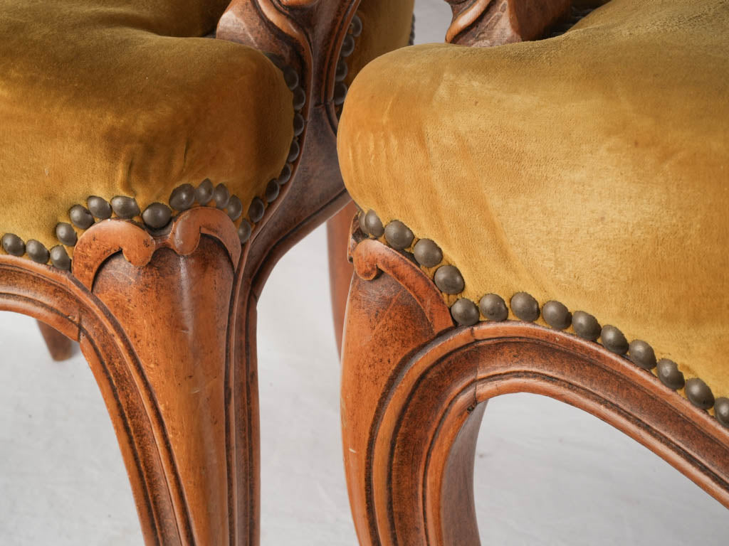 Delicately Carved Beechwood Armchairs