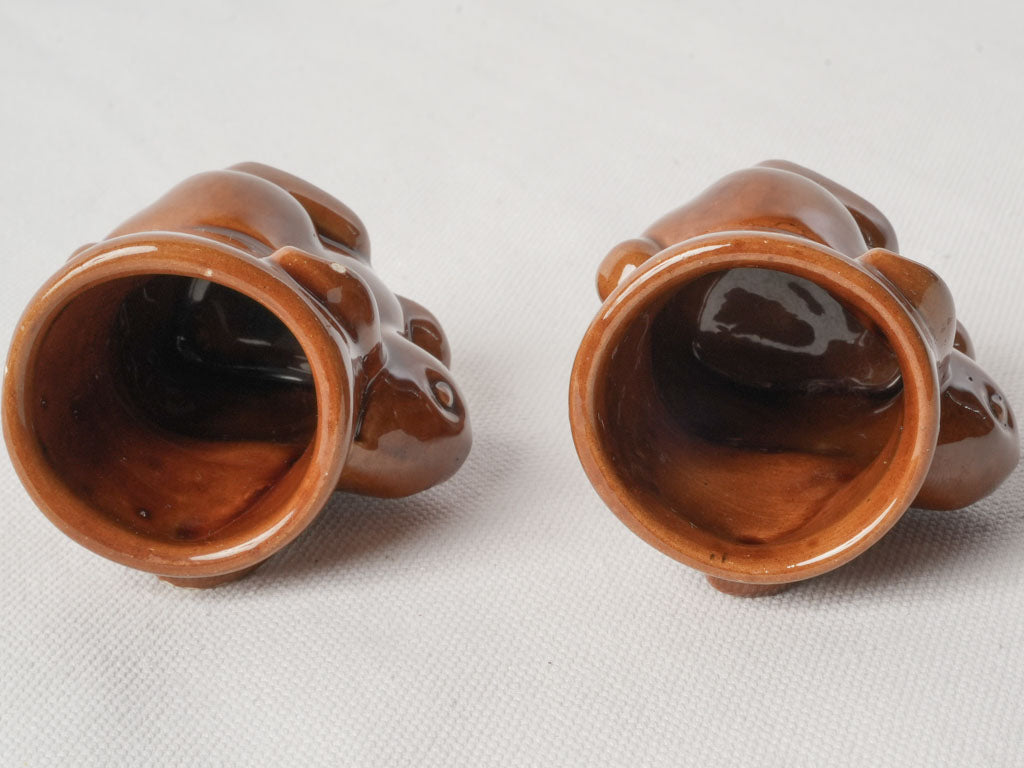 Glossy vintage rabbit egg servers