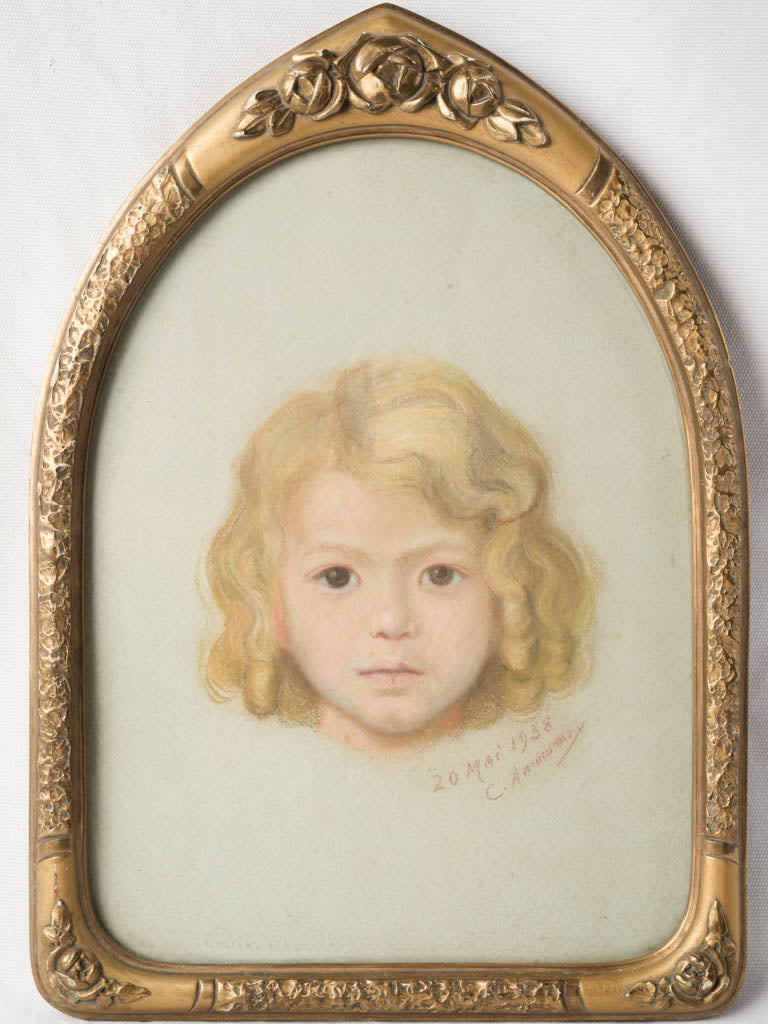 Antique pastel portrait painting