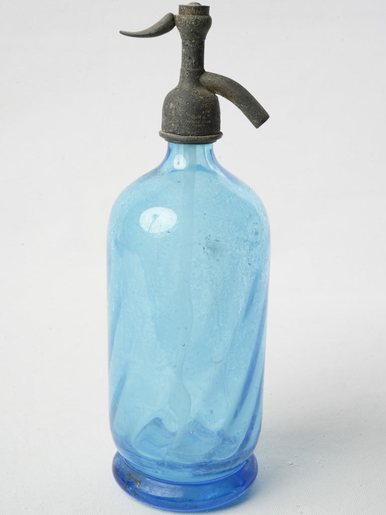 Antique blue industrial seltzer siphon