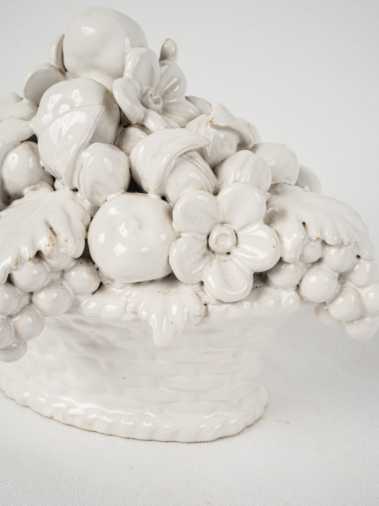 Malicorne white-glazed fruit sculpture