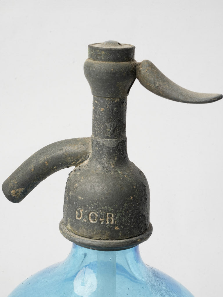 Timeless vibrant blue seltzer bottle