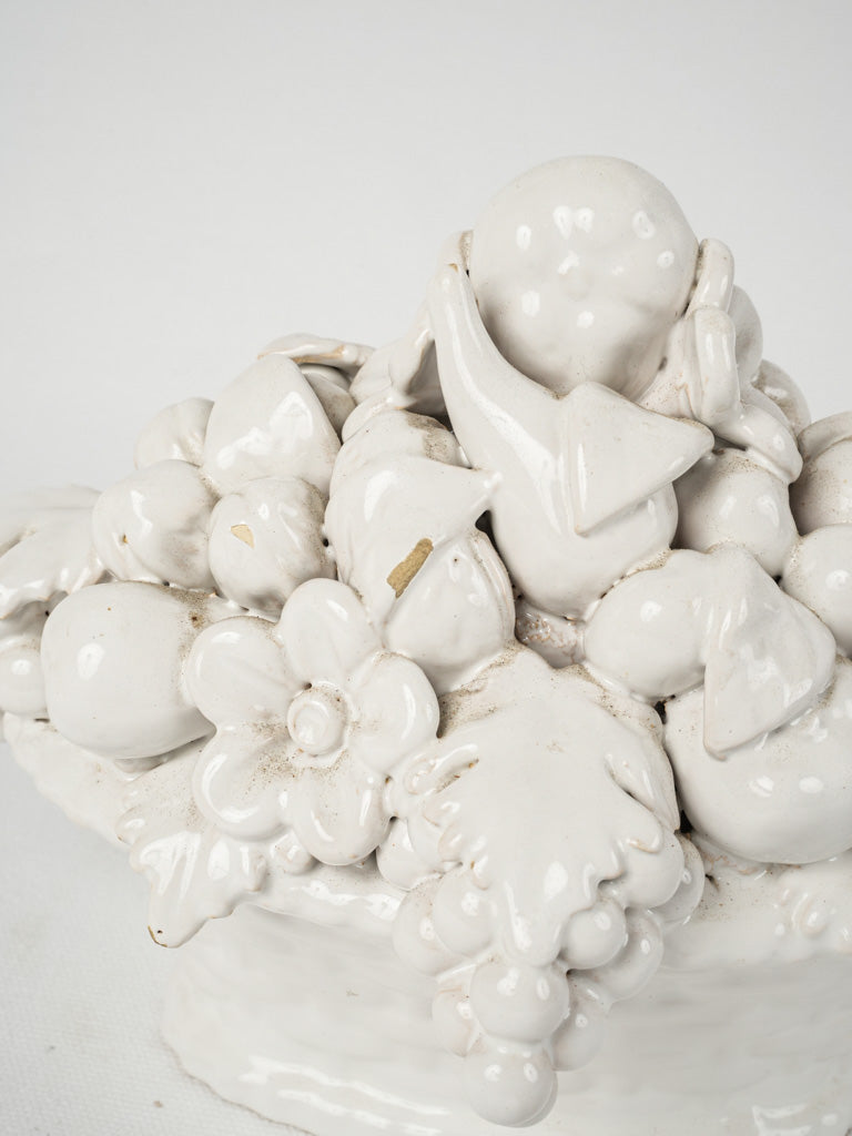 White-glazed antique French fruit decoration