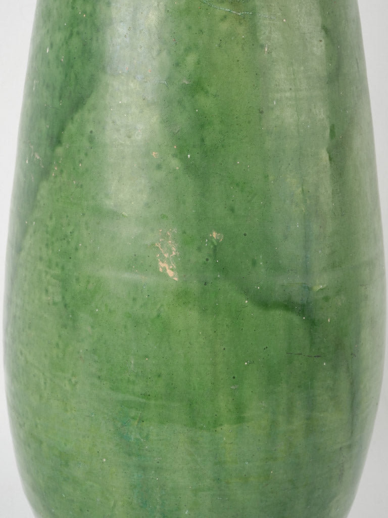 Rustic green French ceramic flower vase