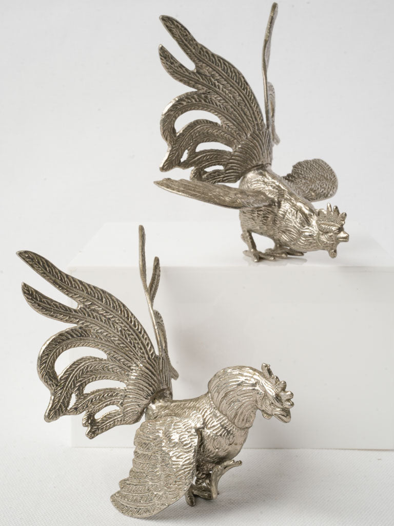 Vintage Italian metal decorative cockerels
