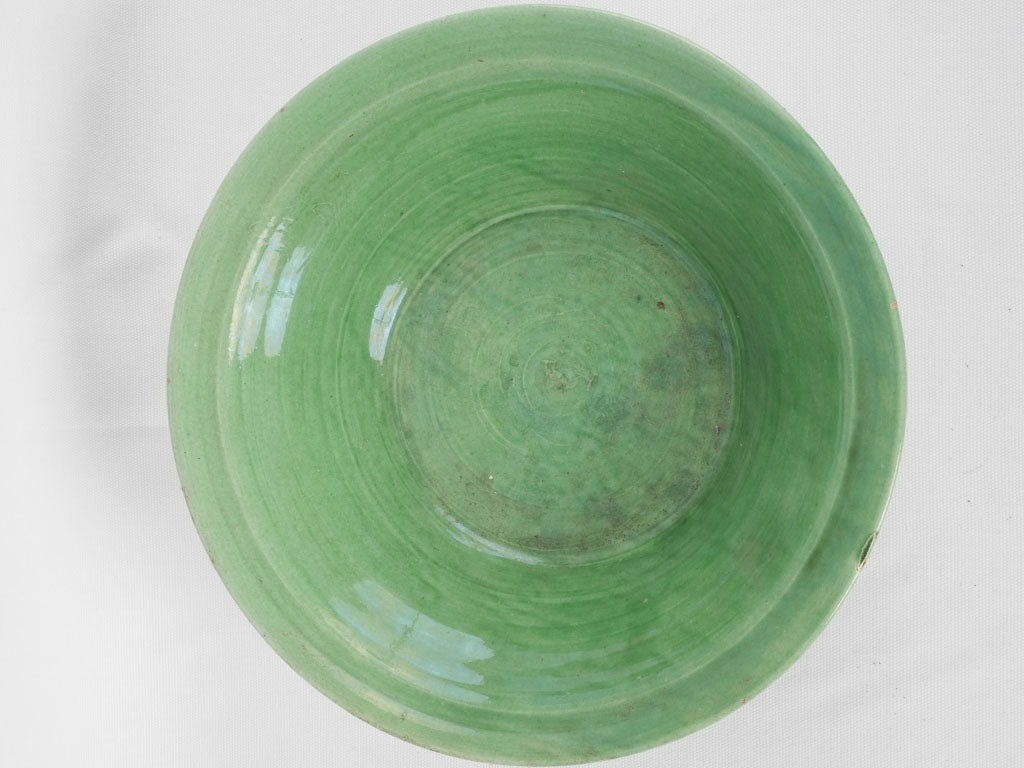 Handcrafted French antique green bowl