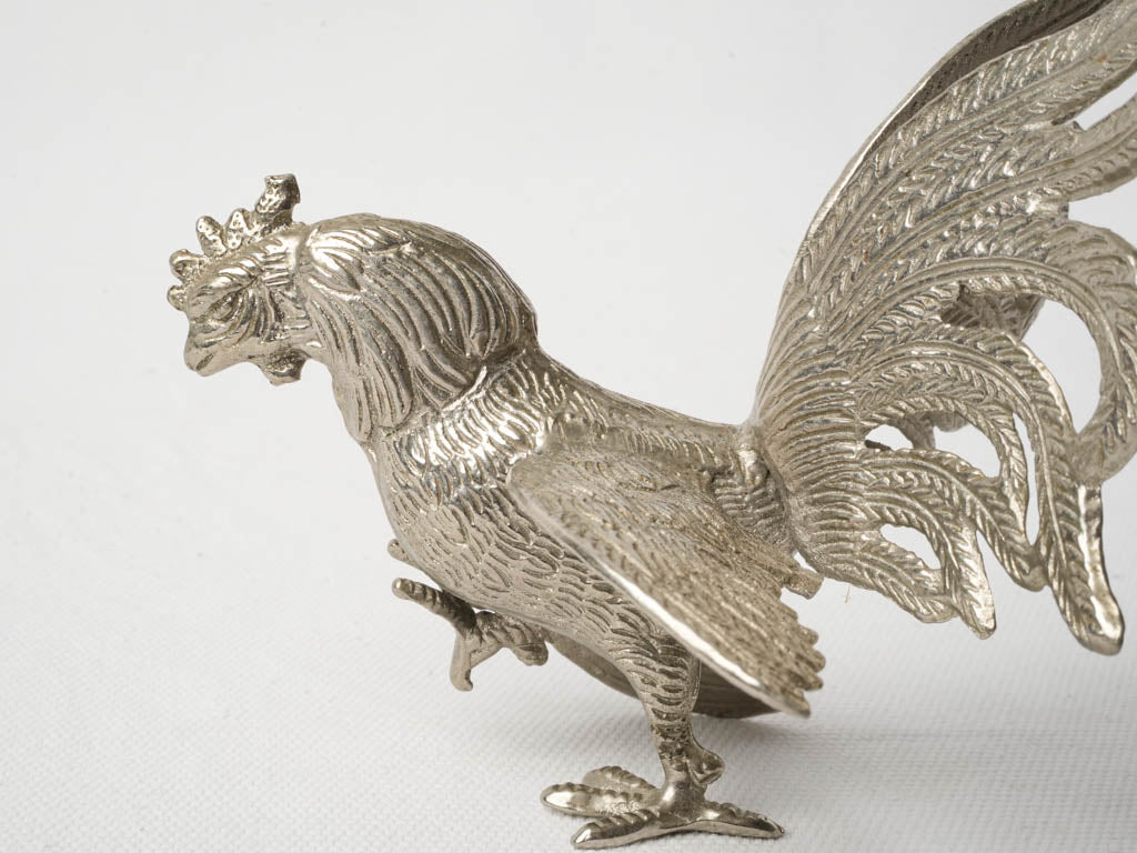 Elegant metal fighting cockerel pair