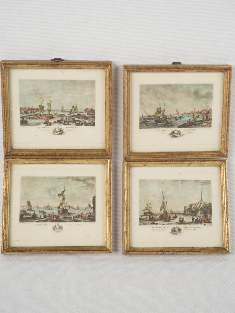 Elegant handcrafted maritime scene engravings