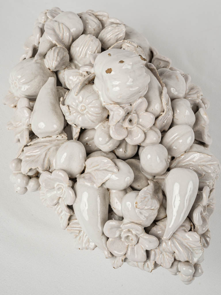 Late-Twentieth Century, Vintage, Large, White-Glazed, Ceramic Fruit Basket