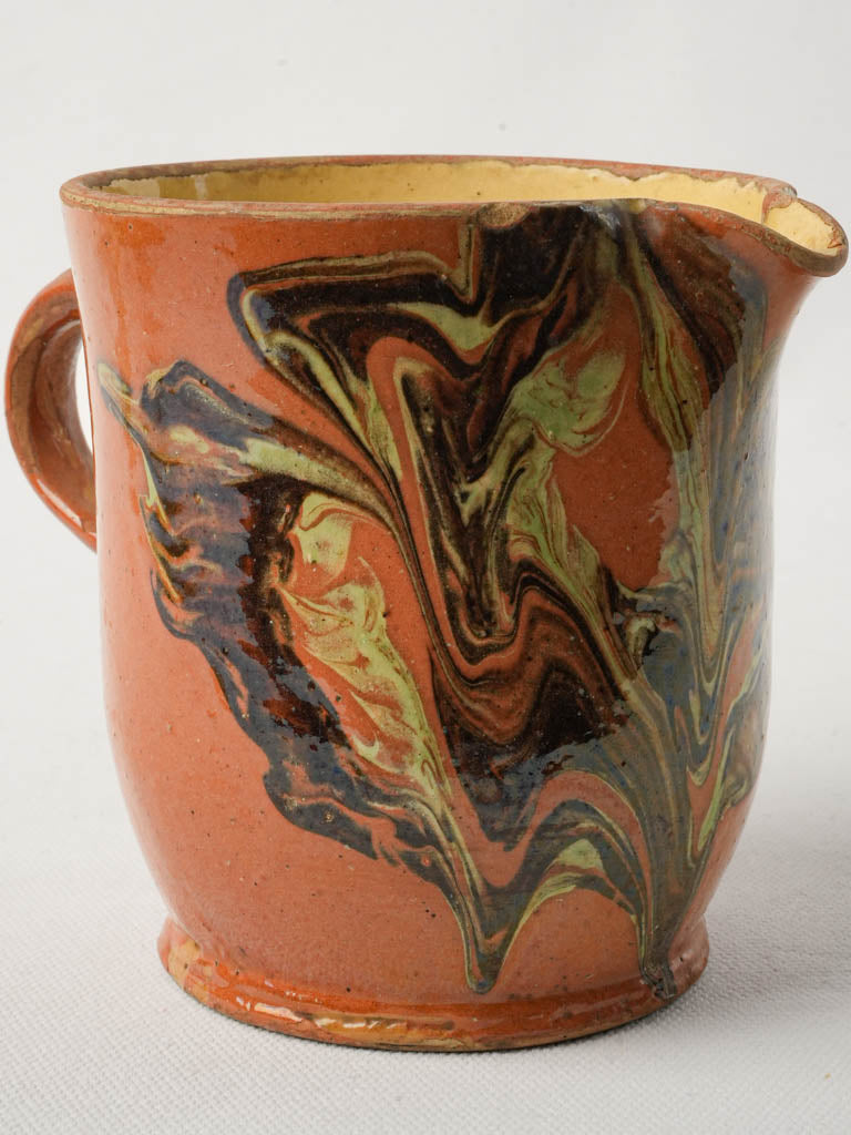 Vintage French jaspe-glazed pitcher
