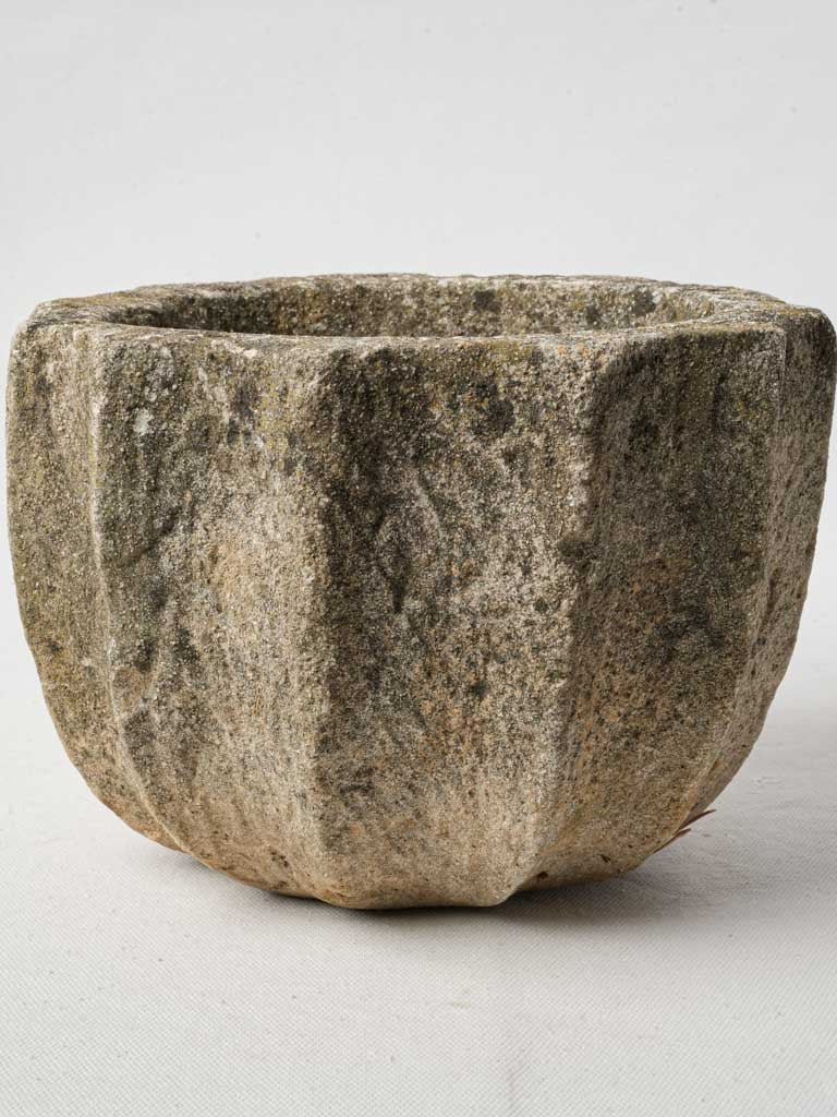 Weathered fluted concrete pot